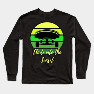 Skate into the Sunset Green Skateboard Long Sleeve T-Shirt